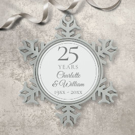 25e verjaardag tin sneeuwvlok ornament
