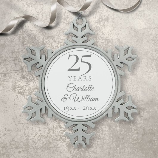 25e verjaardag tin sneeuwvlok ornament