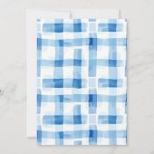 25e verjaardag uitnodiging, blauw Gingham patroon Kaart (Achterkant)
