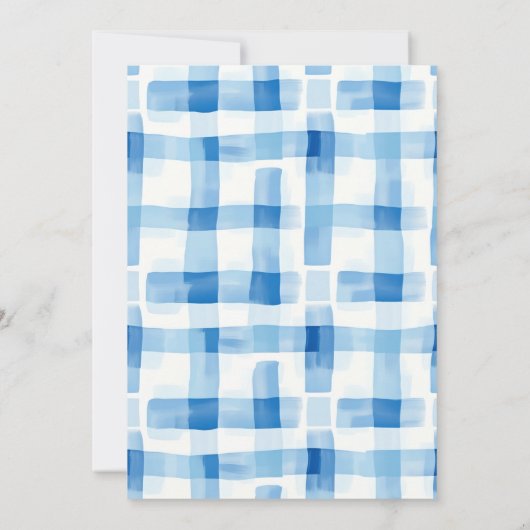 25e verjaardag uitnodiging, blauw Gingham patroon Kaart (Achterkant)