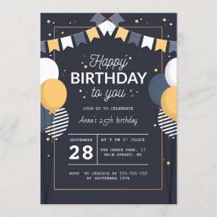 25e verjaardag uitnodiging met belettering