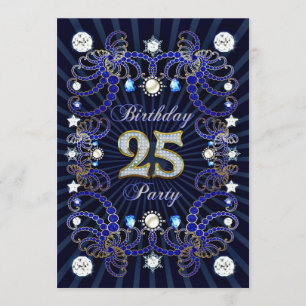 25e verjaardag uitnodiging met massa ' s juwelen