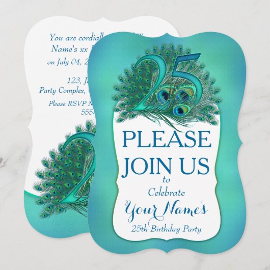 25e verjaardag Uitnodigingen (Voorkant / Achterkant)