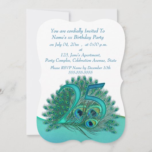 25e verjaardag Uitnodigingen (Achterkant)