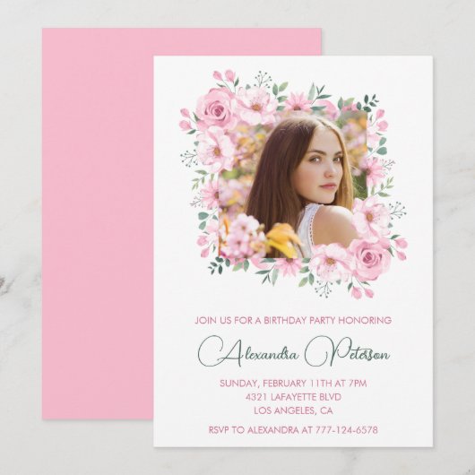 25e verjaardag uitnodigingen Foto Boho Elegant (Voorkant / Achterkant)