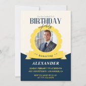 25e verjaardag uitnodigingen Mannen Badge Foto (Voorkant)