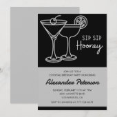 25e verjaardag uitnodigingen Mannen Cocktail Black (Voorkant / Achterkant)