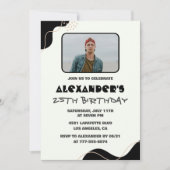 25e verjaardag uitnodigingen Mannen Zwart Eenvoudi (Voorkant)