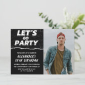 25e verjaardag uitnodigingen Mannen Zwart Foto (Staand voorkant)