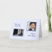 25e verjaardag uw foto's en tekst blauw kaart (Voorkant)
