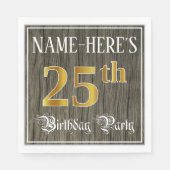 25e verjaardag van de Faux Gold & Faux Wood Servet (Voorkant)
