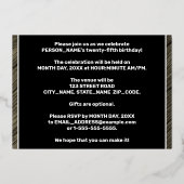 25e verjaardag van de geboorte - Vette, houten gra Folie Uitnodiging (Achterkant)