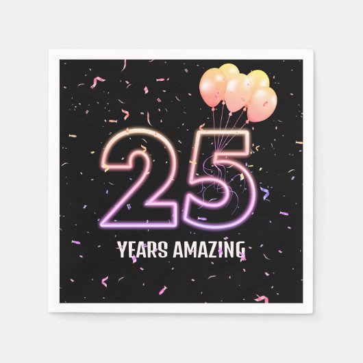 25e verjaardag van de luchtballonnen en Confetti Servet (Voorkant)