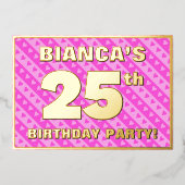 25e verjaardag van de opstand - vuurroze harten en folie uitnodiging (Voorkant)