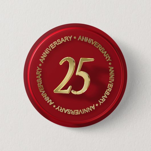 25e verjaardag van de rode wax - zegel ronde button 5,7 cm (Voorkant)