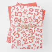 25e verjaardag van het Koraal & Witte Aantal Patro Inpakpapier Vel (In situ)