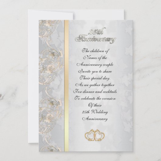 25e verjaardag van ouderschapsuitnodiging kaart (Voorkant)