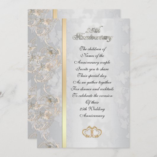 25e verjaardag van ouderschapsuitnodiging kaart (Voorkant / Achterkant)