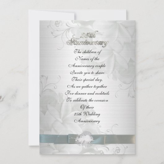 25e verjaardag van ouderschapsuitnodiging kaart (Voorkant)