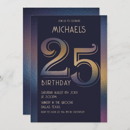 25e verjaardag van paarse en gouden kaart (Voorkant / Achterkant)