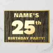 25e verjaardag: Vet, Faux-waterkorenpatroon Folie Uitnodiging (Voorkant)