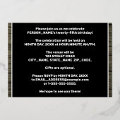 25e verjaardag: Vet, Faux-waterkorenpatroon Folie Uitnodiging (Achterkant)