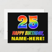 25e verjaardag: Vet, Vun, eenvoudig, regenboog 25 Briefkaart (Voorkant / Achterkant)