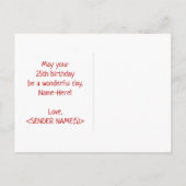 25e verjaardag: Vet, Vun, eenvoudig, regenboog 25 Briefkaart (Achterkant)