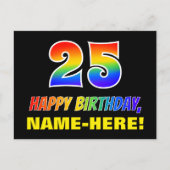 25e verjaardag: Vet, Vun, eenvoudig, regenboog 25 Briefkaart (Voorkant)