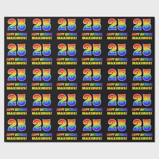 25e verjaardag: Vet, Vun, eenvoudig, regenboog 25 Cadeaupapier (Zoom)