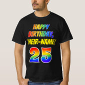 25e verjaardag — Vet, vun, regenboog 25, aangepast T-shirt (Voorkant)