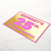 25e verjaardag - Vet, vun, roze band # 25 Folie Uitnodiging (Gedraaid)