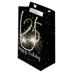 25e Verjaardag Vonk op Zwart Klein Cadeauzakje