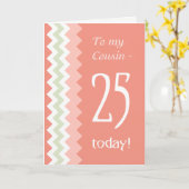 25e verjaardag voor neef, koraal, munt Chevrons Kaart (Gele Bloem)