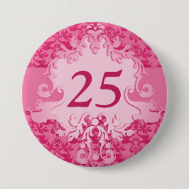 25e verjaardag vouw olifant roze ronde button 7,6 cm
