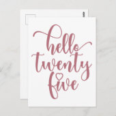 25e verjaardag Vrouwen Hallo 25 Schattig 25 Jaar O Briefkaart (Voorkant / Achterkant)