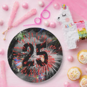 25e verjaardag vuurwerk in Bord van wolkenpapier (Feest)