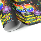 25e verjaardag: vuurwerk, regenboogblik # "25" cadeaupapier (Rol Hoek)