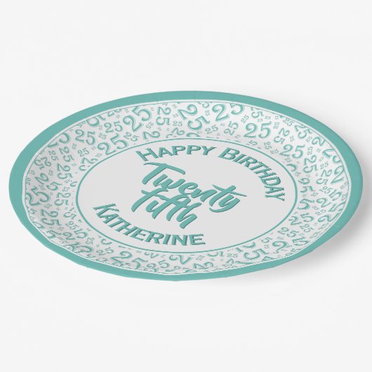 25e verjaardag Willekeurig Getal Patroon 25 Blauwg Papieren Bordje (Gekanteld)