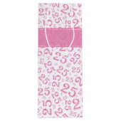 25e Verjaardag Willekeurig Nummer Patroon Roze/Wit Wijn Cadeautas (Achterkant)