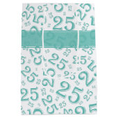 25e Verjaardag Willekeurig Nummer Patroon Turkoois Medium Cadeauzakje (Achterkant)