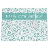25e Verjaardag Willekeurig Nummer Patroon Turquois Groot Cadeauzakje (Voorkant)