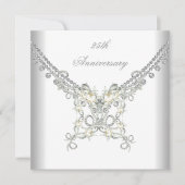 25e verjaardag Witte Zilveren Parel Sieraad Kaart (Voorkant)