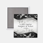 25e verjaardag Zilver en Zwart Magneet (Voorkant / Achterkant)