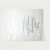 25e verjaardag Zilver Hart Photobooth Achtergrond Wandkleed (Voorkant (horizontaal))