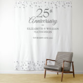 25e verjaardag Zilver Hart Photobooth Achtergrond Wandkleed (In situ)