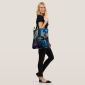 25e verjaardag zwart foto collage vrouw crossbody tote bag (Op model)