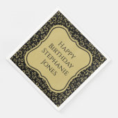 25e verjaardag zwart/goudgrijs patroon servet (Hoek)