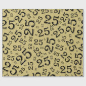 25e verjaardag zwart/goudkleurig patroon 25 cadeaupapier (Vlak)