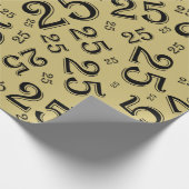 25e verjaardag zwart/goudkleurig patroon 25 cadeaupapier (Hoek)